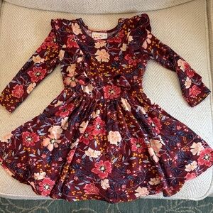Dot Dot Smile Burgundy Floral Kids Dress